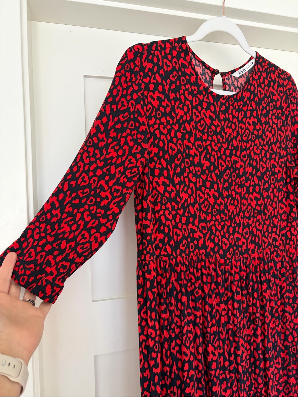ZARA Red Black Leopard Print Midi Maxi Dress SZ SM - Picture 8 of 9